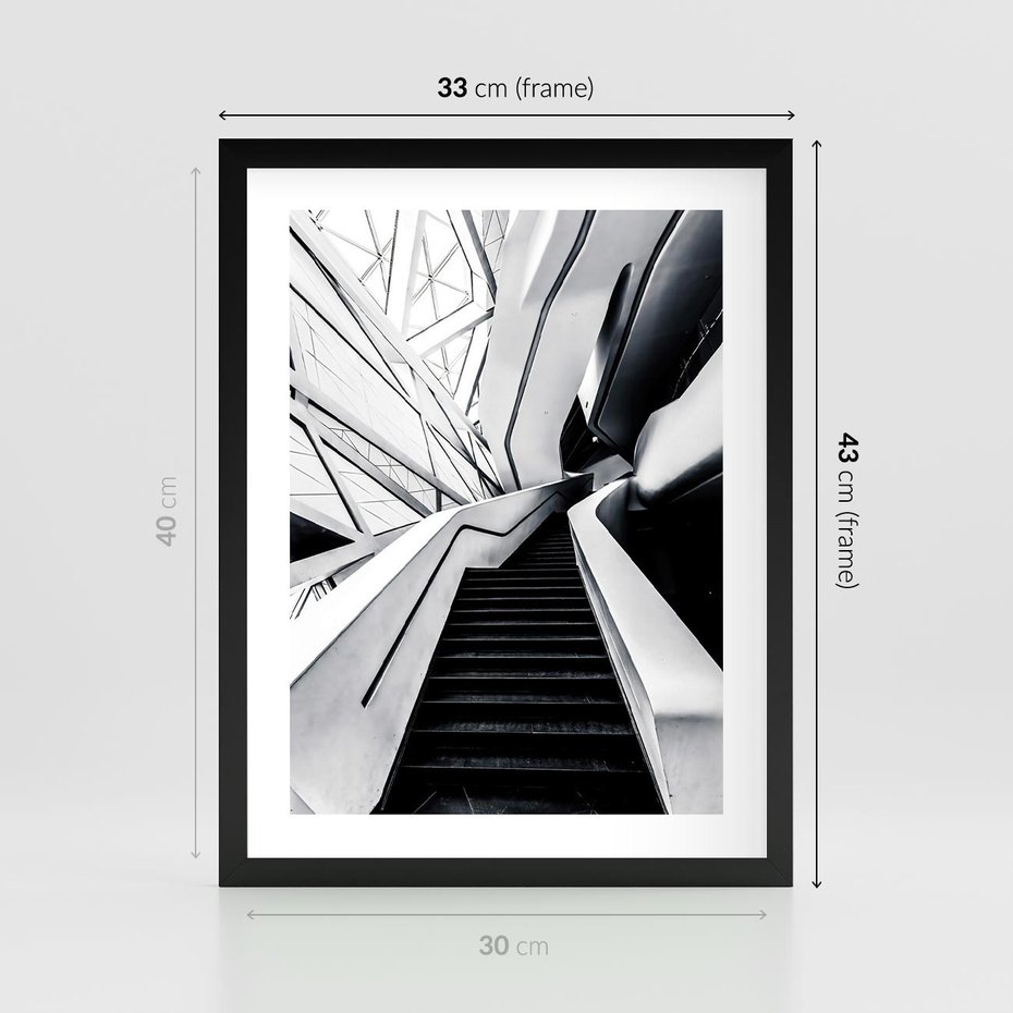 Plakat w ramie 30x40 - Współczesne Kształty - architektura, nowoczesne formy - rama czarna