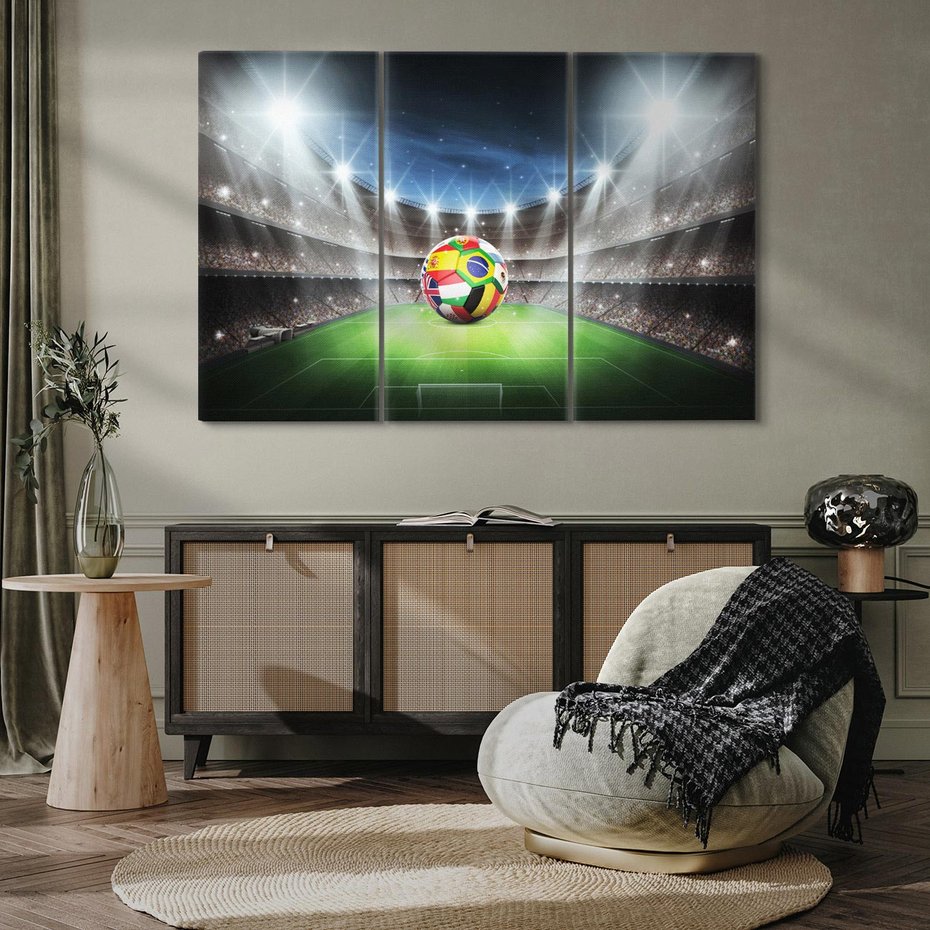 Obraz na płótnie 120x80 - Piłka nożna na stadionie: Pasja sportu - stadion, piłka