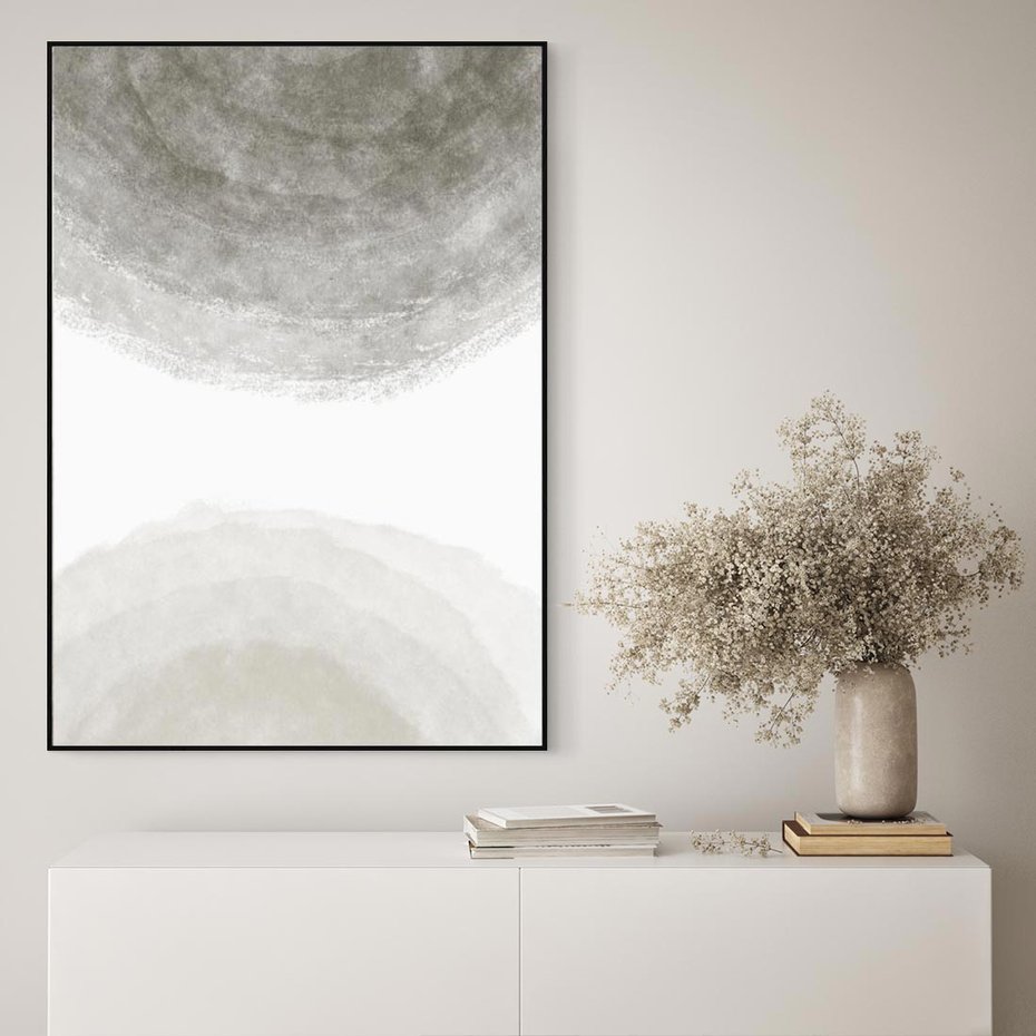 Obraz w ramie 70x100 - Impresje Energii - rozmyte cienie, abstrakcja - rama czarna