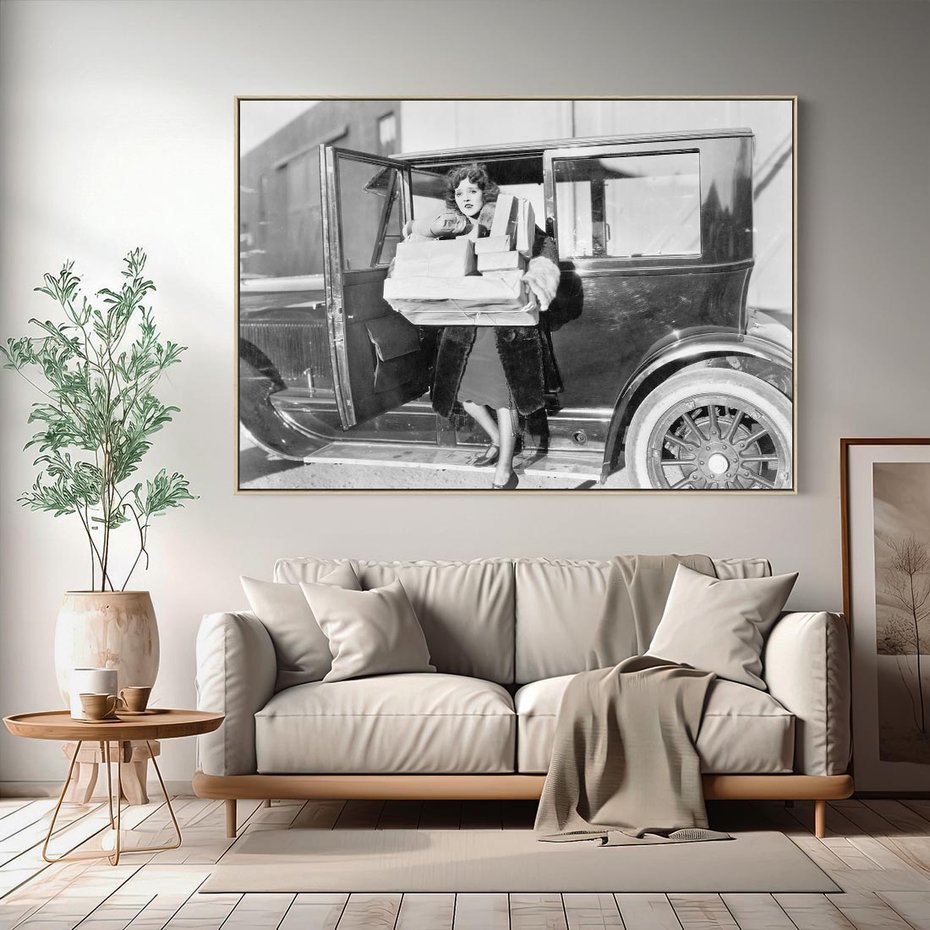 Obraz w ramie 70x50 - Nostalgiczna Podróż - fotografia vintage, lata 30 - rama drewno