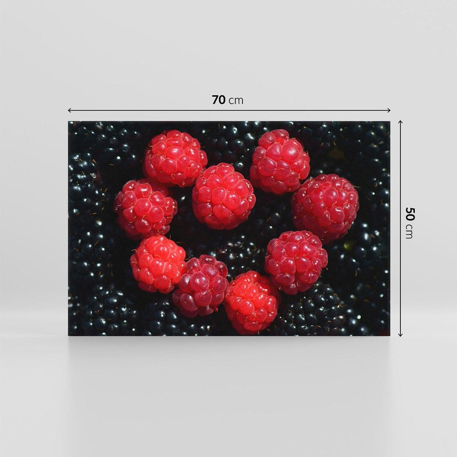Obraz na płótnie 70x50 - Maliny Soczysta Eksplozja - maliny, owoce