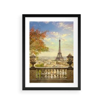 Plakat w ramie 50x70 - Paryż za Wieżą Eiffla - Paryż, Eiffla - rama czarna