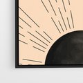 Obraz w ramie 70x100 - Migocące Kształty Promieni - boho czarne słońce, nowoczesna grafika - rama czarna