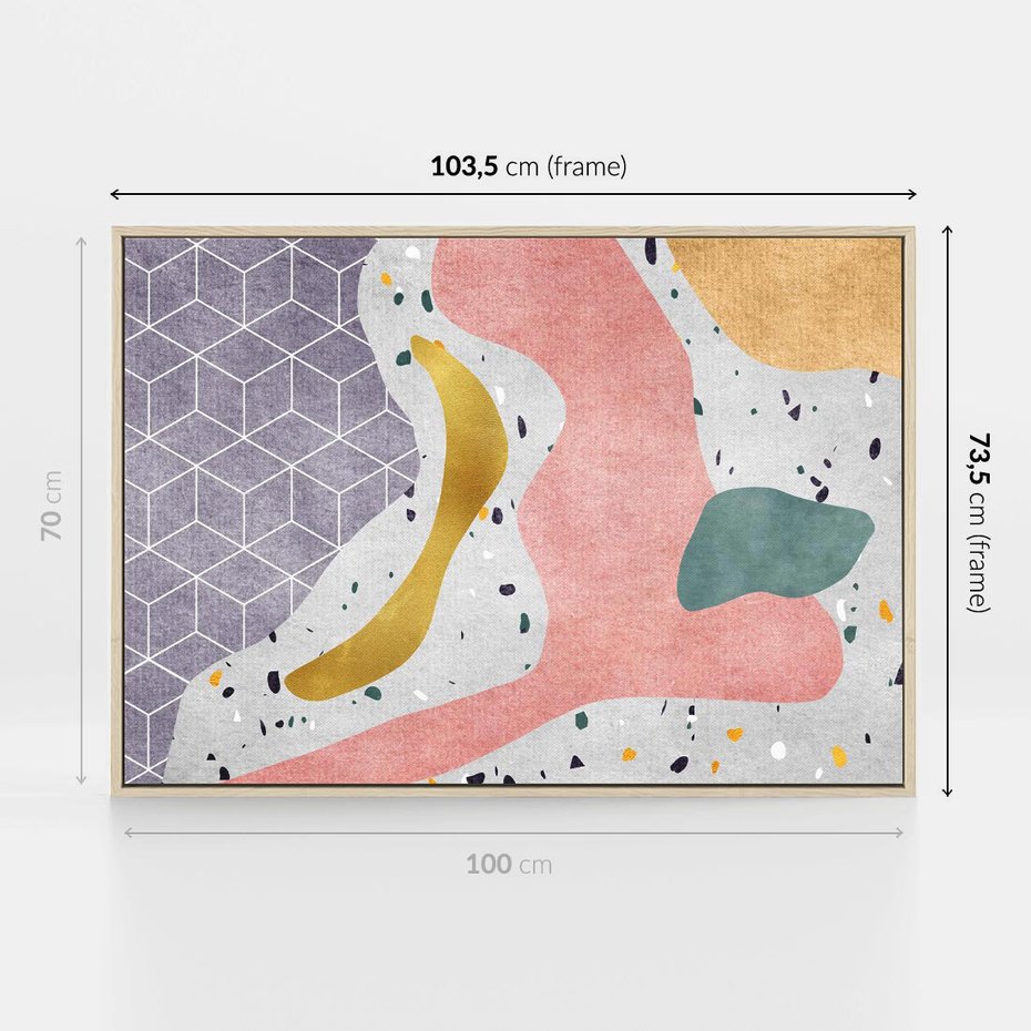 Obraz w ramie 100x70 - Eklektyczny Mix - kolaż, pastelowe abstrakcyjne plamy - rama drewno