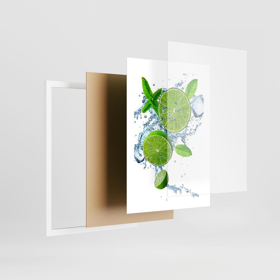 Plakat w ramie 30x40 - Świeżość i Witalność - limonka, owoce - rama biała