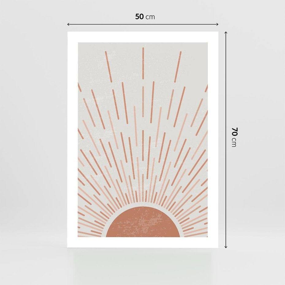 Plakat bez ramy 50x70 - Słońce w Stylu Boho - słońce, grafika boho