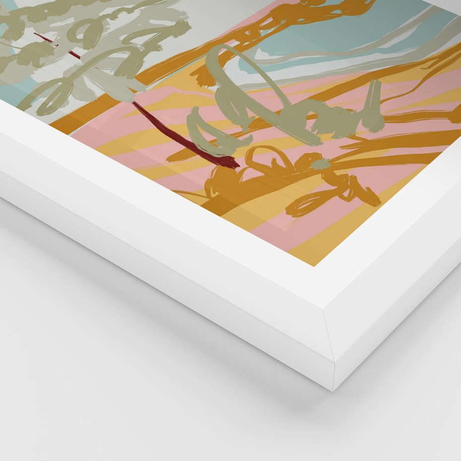 Plakat w ramie 30x40 - Spokojny Wiatr - pastelowy krajobraz, nowoczesny plakat - rama biała