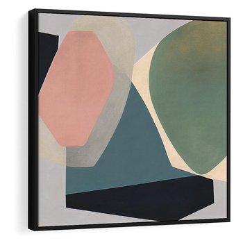 Obraz w ramie 50x50 - Szare Tło Plam - abstrakcyjne plamy, kształty - rama czarna