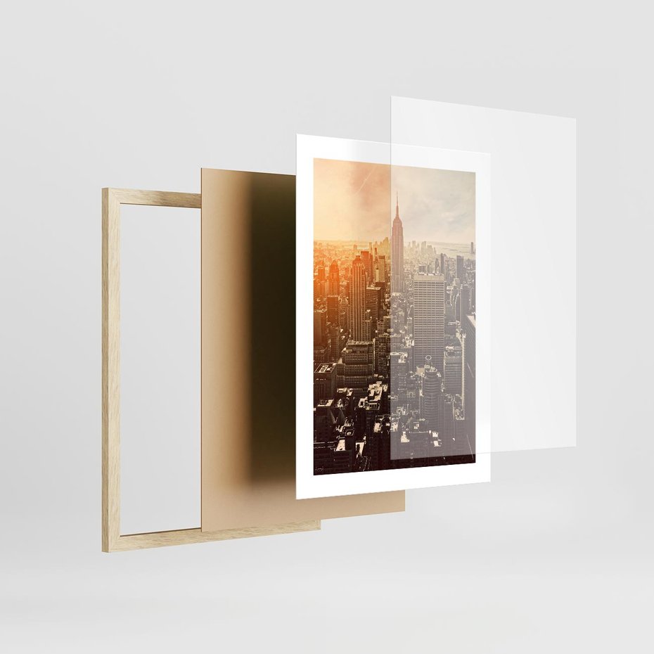 Plakat w ramie 30x40 - Nowojorska Skyline - Manhattan, Nowy Jork - rama drewno