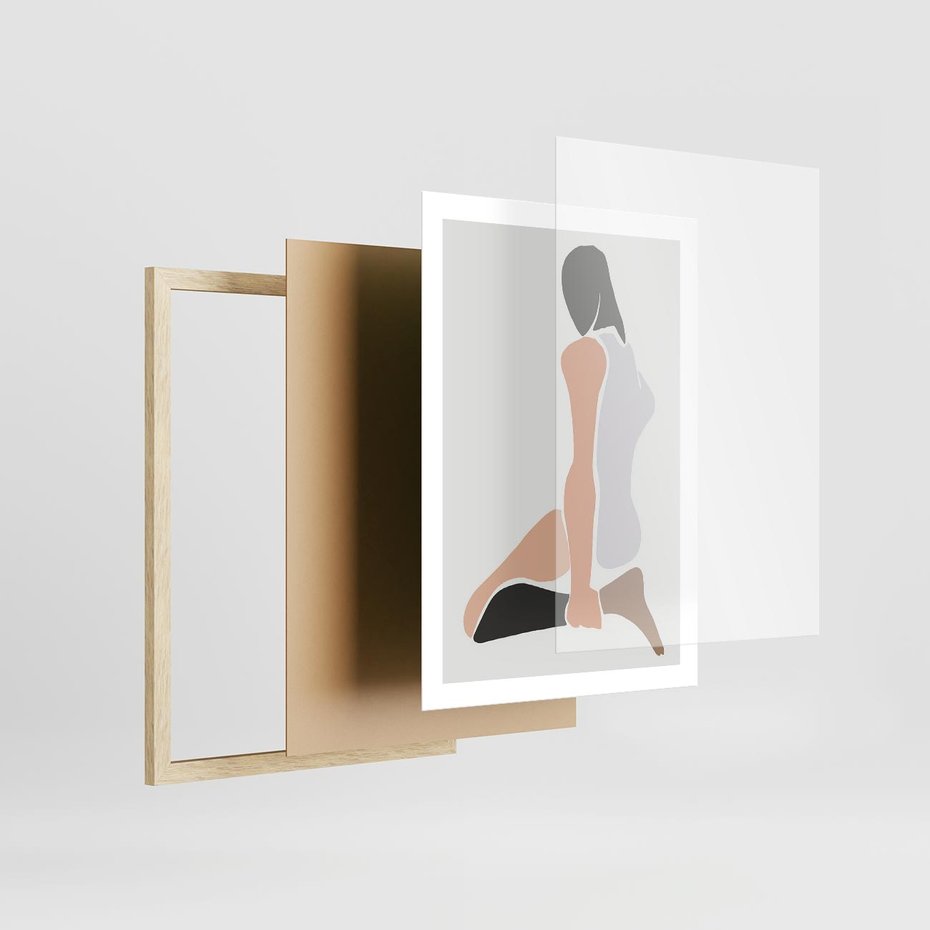 Plakat w ramie 50x70 - Widok Abstrakcyjny - abstrakcyjny obraz, minimalizm - rama drewno