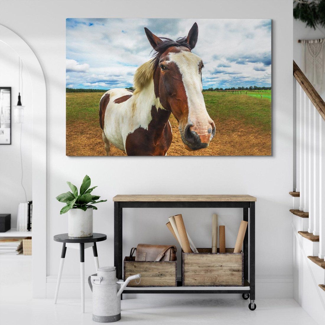 Obraz na płótnie 120x80 - Koń na farmie - koń, konik