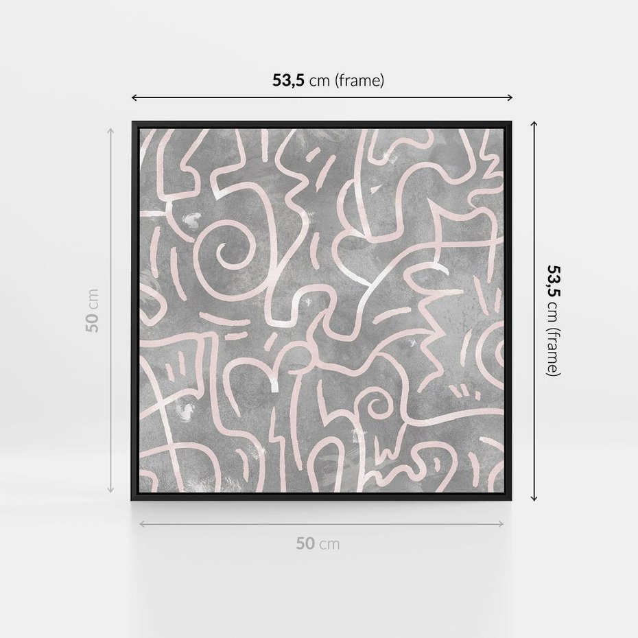 Obraz w ramie 50x50 - Sploty odblasków i zawirowań - abstrakcyjne rysunki, wzorek - rama czarna