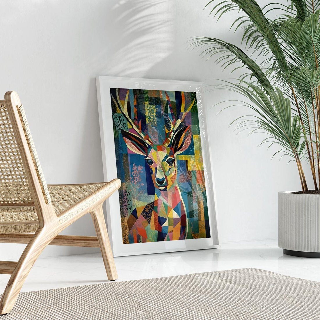 Plakat bez ramy 40x50 - Bezgraniczne Kontury Zaskoczenia - abstrakcyjny obraz olejny, jeleń