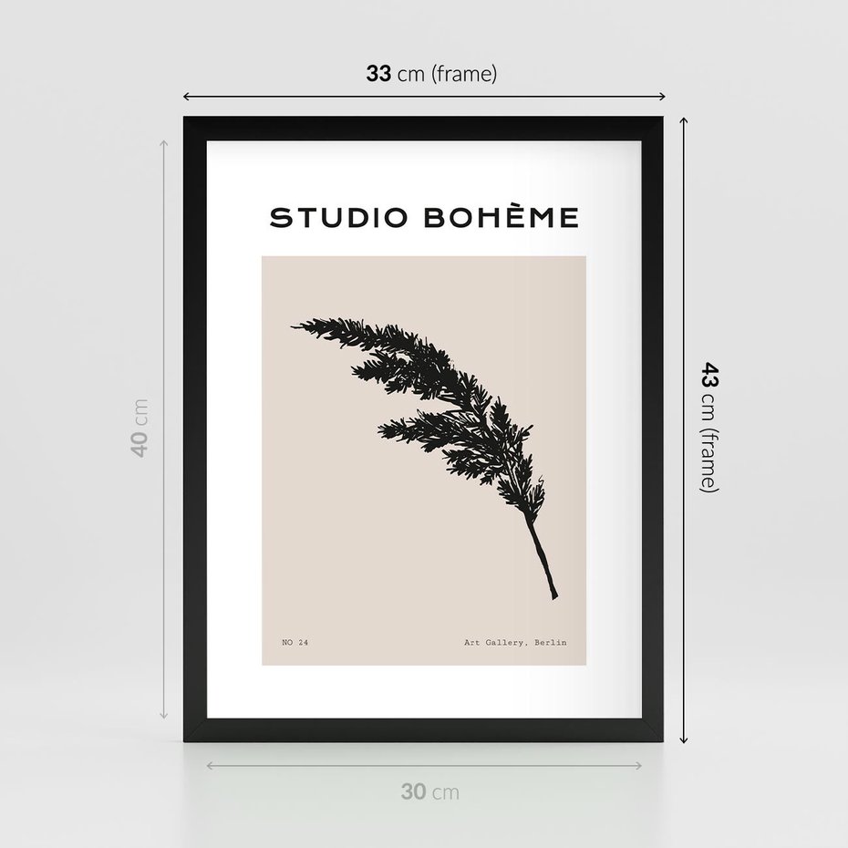 Plakat w ramie 30x40 - Boho Refrakcje Przestrzeni - boho plakat, roślina - rama czarna