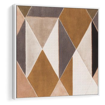 Obraz w ramie 50x50 - Odblaski niespełnionych marzeń - kompozycja z trójkątów, mix kolorów ziemi - rama biała