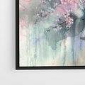 Obraz w ramie 50x50 - Efemeryczne Kwitnienie Drzew - akwarela, rozmyte pastelowe tłó - rama czarna