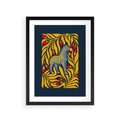 Plakat w ramie 30x40 - Wibracje Wyobraźni - zebra, granatowe tłó - rama czarna