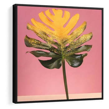 Obraz w ramie 50x50 - Majestatyczna monstera - monstera, liść - rama czarna