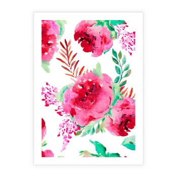 Plakat bez ramy 21x30 - Delikatna Akwarela - kwiaty, akwarela