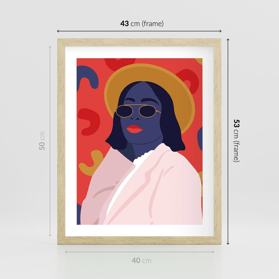 Plakat w ramie 40x50 - Kobieca Przenikliwość - nowoczesny plakat, styl retro - rama drewno