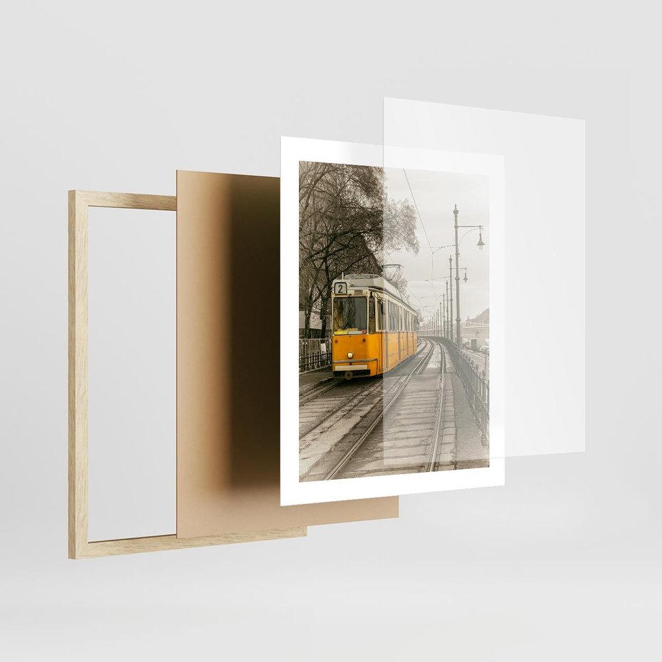 Plakat w ramie 40x50 - Tramwaj w Lizbonie - Lizbona, tramwaj - rama drewno