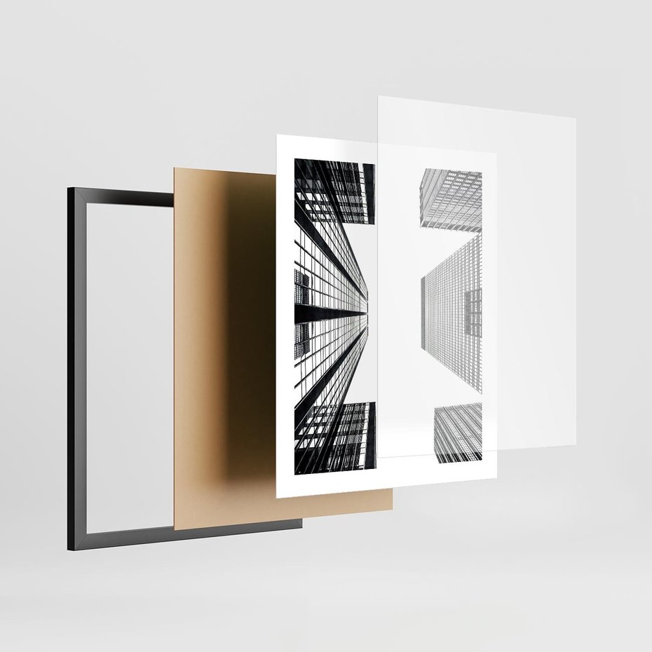 Plakat w ramie 40x50 - Architektoniczna Symetria - architektura, wysoki wieżowiec - rama czarna