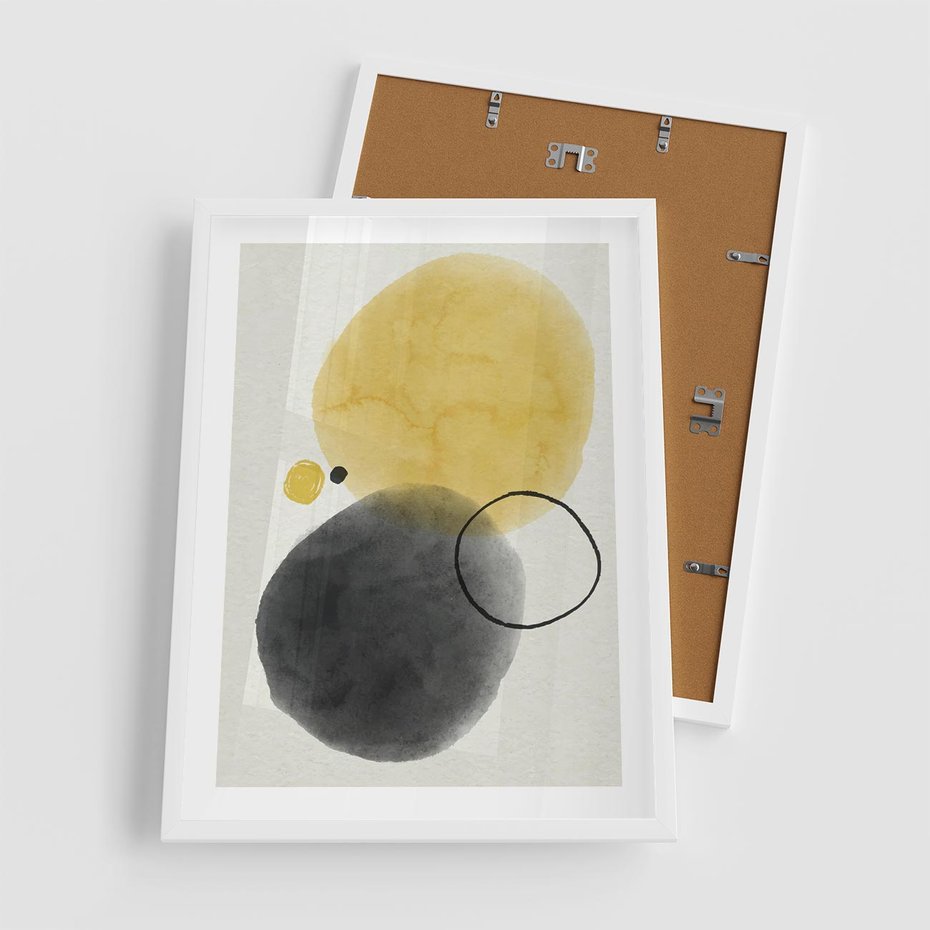 Plakat w ramie 50x70 - Pastelowa Harmonia - abstrakcja, akwarelowe plamy - rama biała