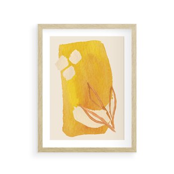 Plakat w ramie 50x70 - Kolorowe Marzenia - abstrakcyjna żółta plama, akwarela - rama drewno