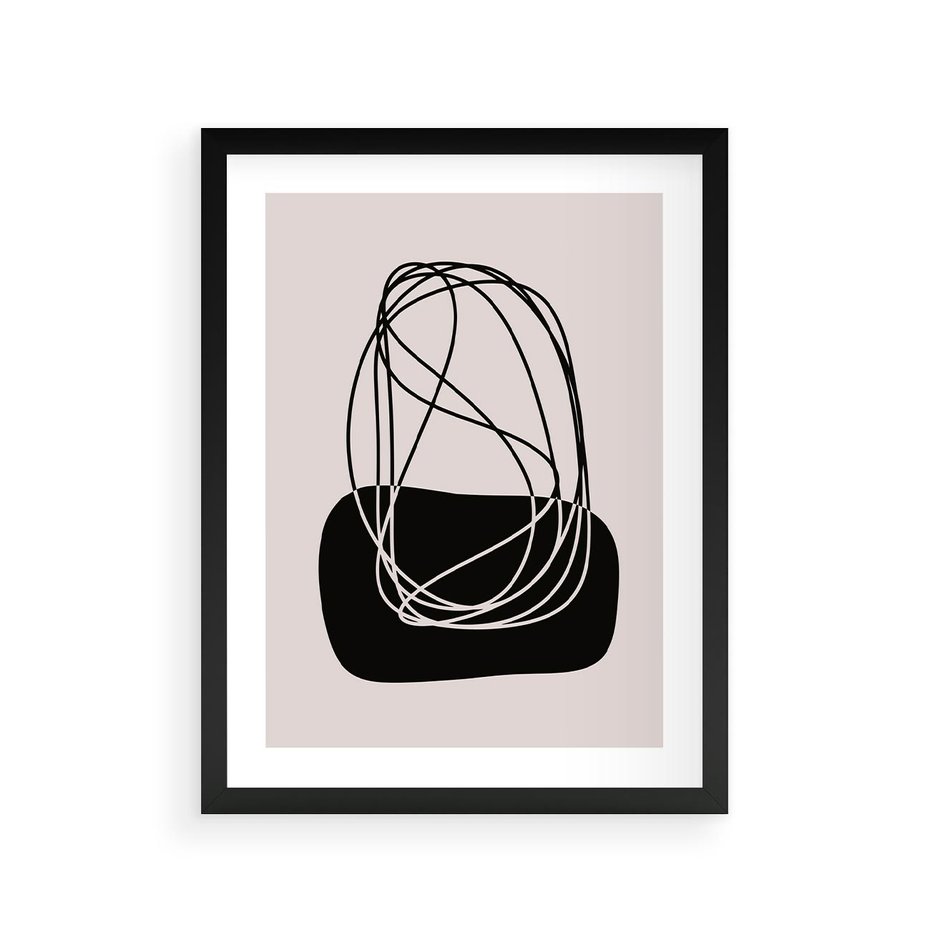 Plakat w ramie 30x40 - Linie Eksploracji - abstrakcyjne szkicowane linie, minimalizm - rama czarna