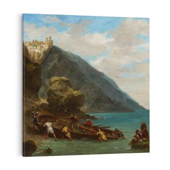 Obraz na płótnie 70x70 - "View of Tangier from the Seashore" Eugène Delacroix - Reprodukcja - reprodukcja, obraz na płótnie