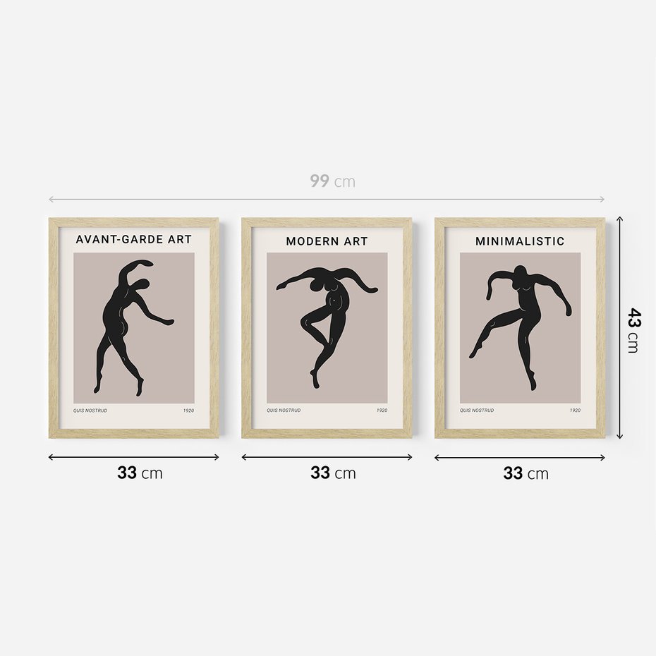 Zestaw obrazy w ramie 30x40 galeria - Nowoczesny, sztuka, art, postacie - rama drewno