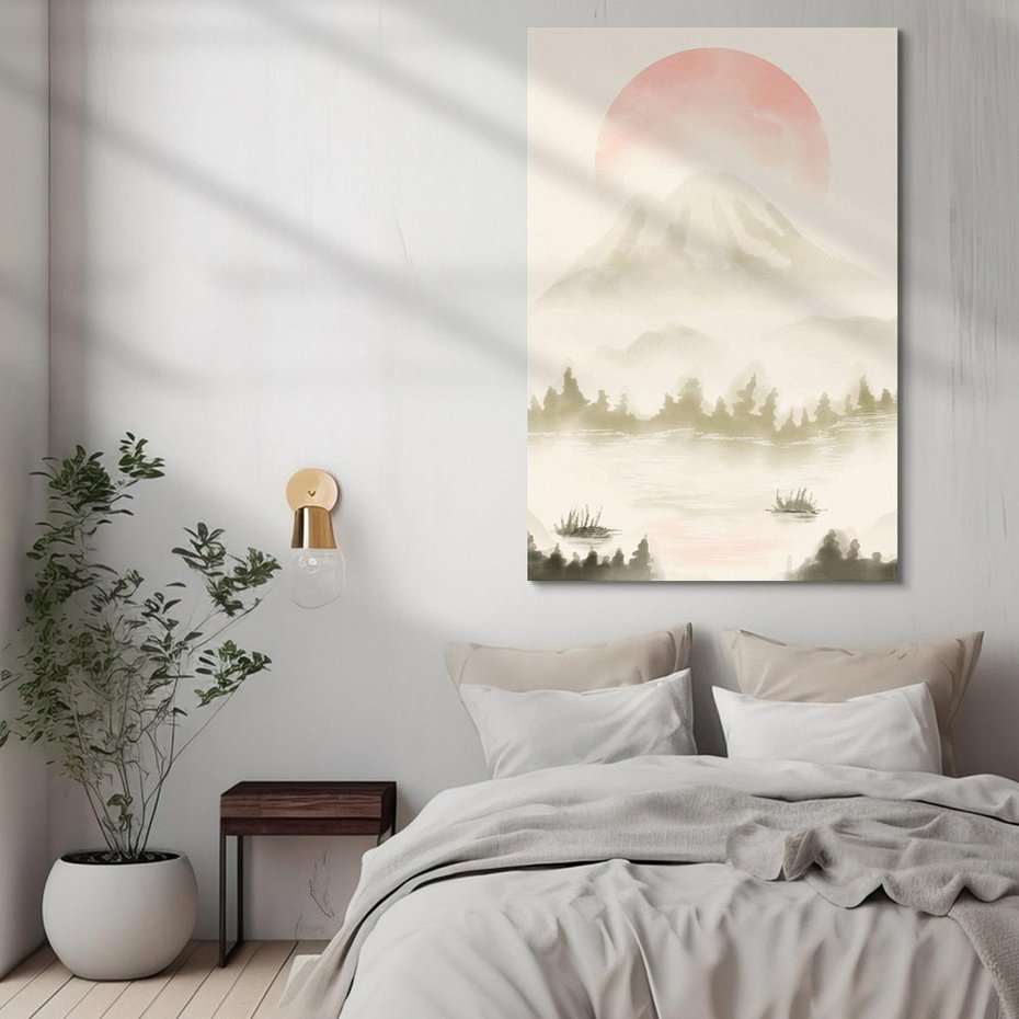 Obraz na płótnie 80x120 - Przyroda Japonii - japońska akwarela, góry