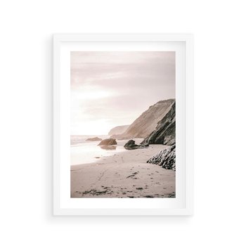 Plakat w ramie 30x40 - Przybrzeżna Piękność - klify, skały nad morzem - rama biała