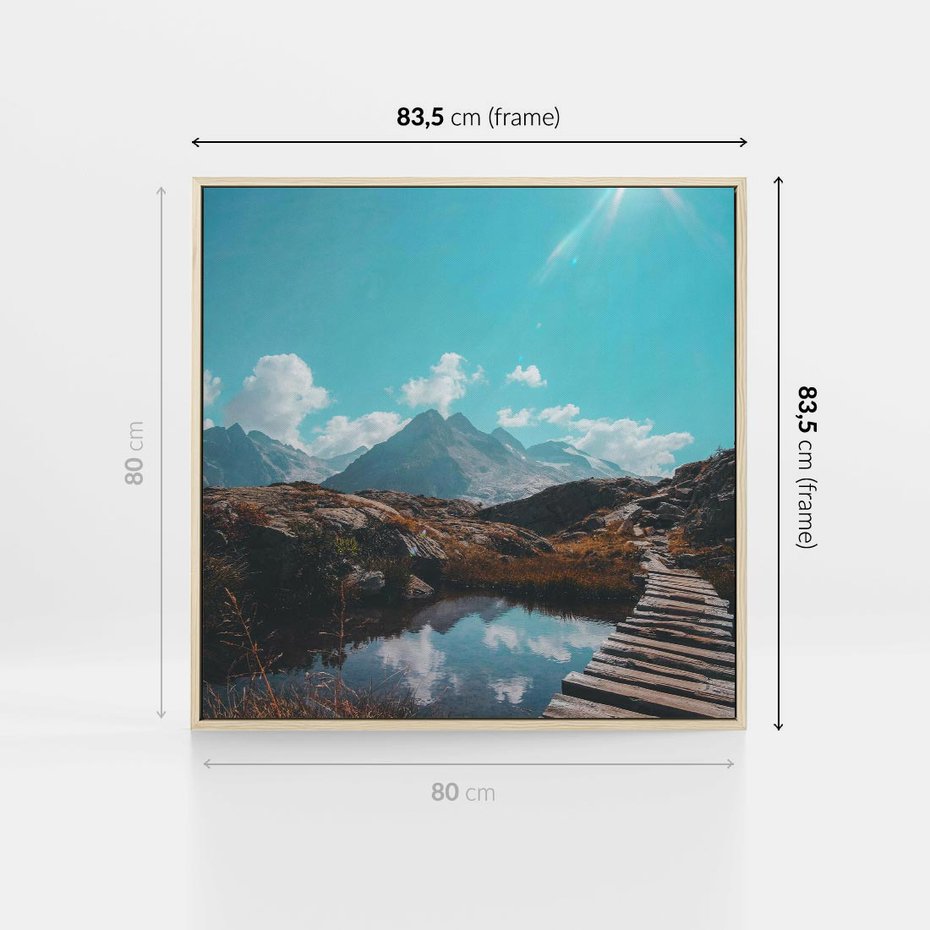 Obraz w ramie 80x80 - Inspirujący Pejzaż - ścieżka, górska - rama drewno