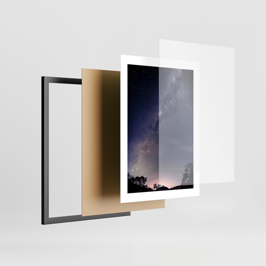 Plakat w ramie 30x40 - Gwiaździste Ujęcie - gwiaździste niebo, noc - rama czarna