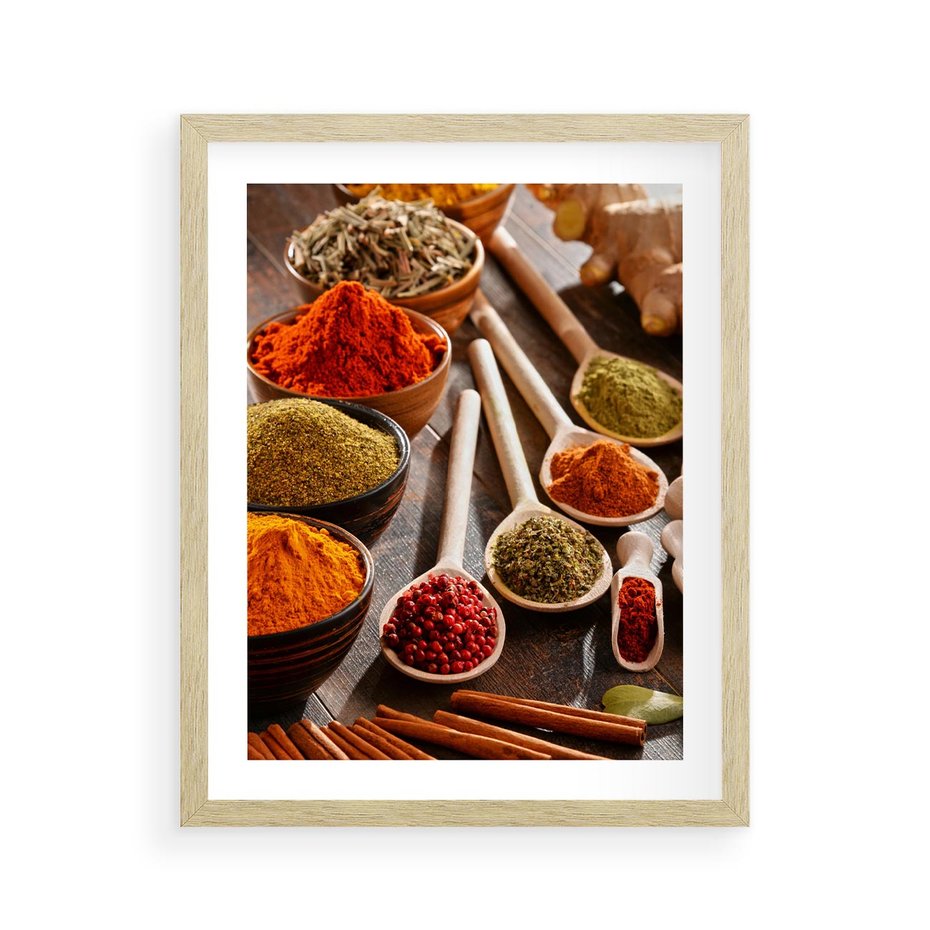 Plakat w ramie 40x50 - Smakowite Aromaty - przyprawy, kuchnia - rama drewno