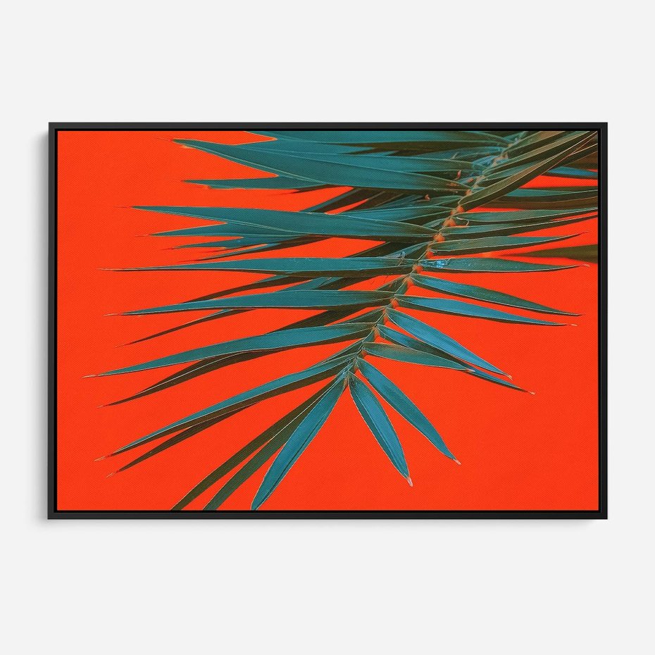 Obraz w ramie 70x50 - Egzotyczny Urok - liście, palma - rama czarna