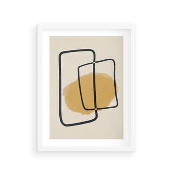 Plakat w ramie 50x70 - Rozkwitające Formy - abstrakcyjne nieregularne kształty, minimalistyczny plakat - rama biała