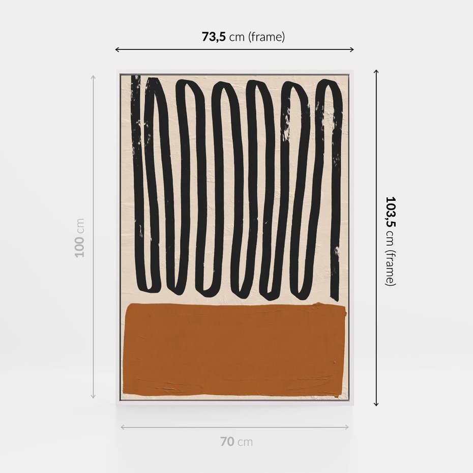 Obraz w ramie 70x100 - Boho Impulsy Kreatywności - abstrakcyjny plakat, brąz - rama biała