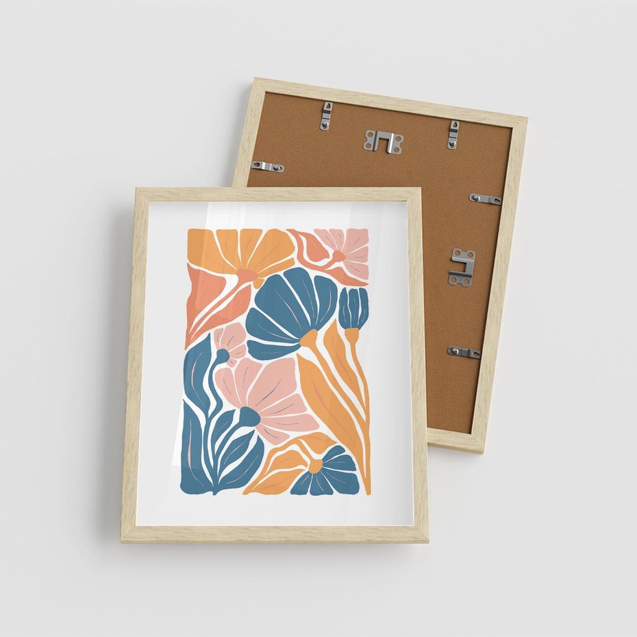 Plakat w ramie 40x50 - Wibracje Kolorowych Wiatrów - kwiaty, pastelowe kolory - rama drewno