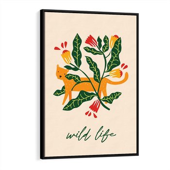 Obraz w ramie 70x100 - Tygrys w Kwiatach - tygrys, plakat - rama czarna