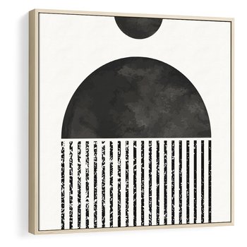 Obraz w ramie 80x80 - Księga Wibracji - abstrakcyjne czarno białe formy, minmalizm - rama drewno