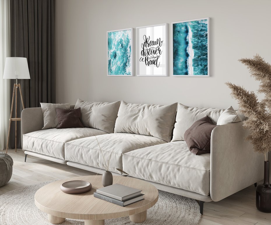 Zestaw obrazy w ramie 50x70 galeria - Podróż, cytat, motywacja - rama biała