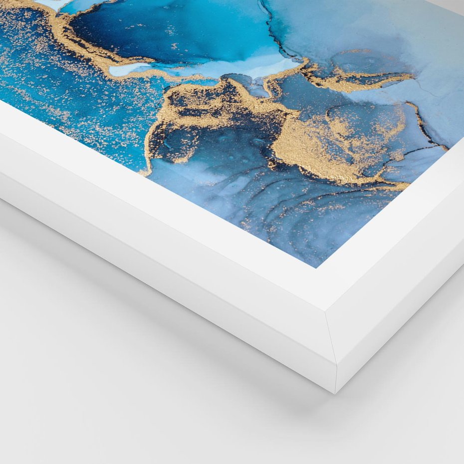 Plakat w ramie 30x40 - Elegancja i Wyrafinowanie - marmur, złoto - rama biała