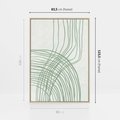 Obraz w ramie 80x120 - Migotliwa Spokojna Zieleń - zielony plakat, abstrakcyjne splątane linie - rama drewno
