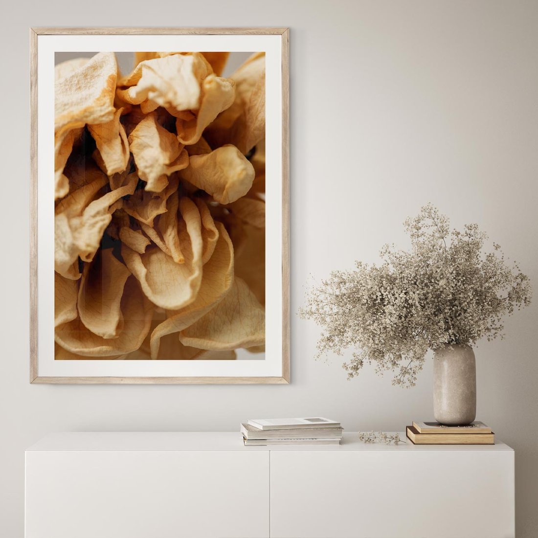 Plakat w ramie 40x50 - Zjawiskowe zasuszone kwiaty - zasuszone, kwiaty - rama drewno