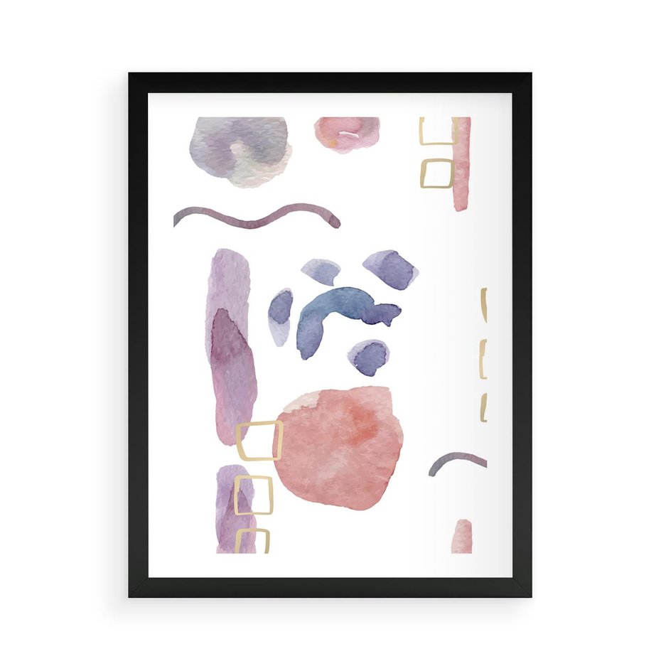 Plakat w ramie 50x70 - Boho Widokowe Impresje - abstrakcyjny palakt, akwarelowe plamy - rama czarna