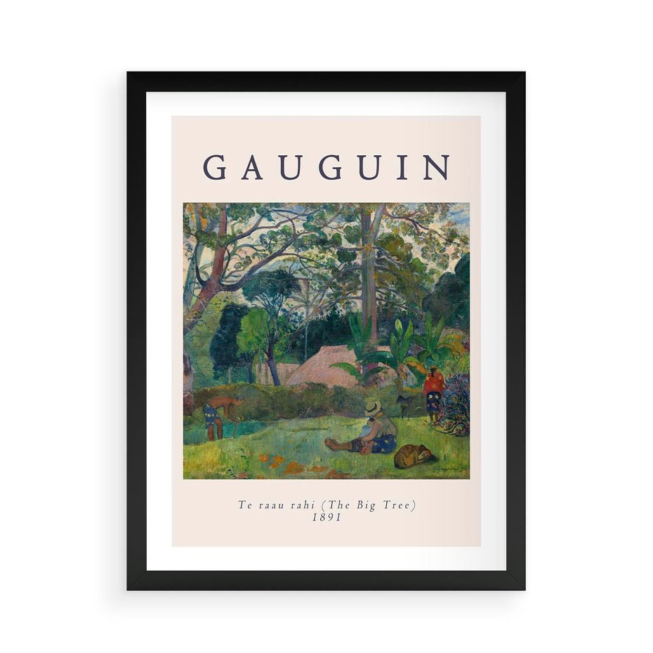 Plakat w ramie 50x70 - Gauguin: Reprodukcja i Typografia - Gauguin, reprodukcja - rama czarna