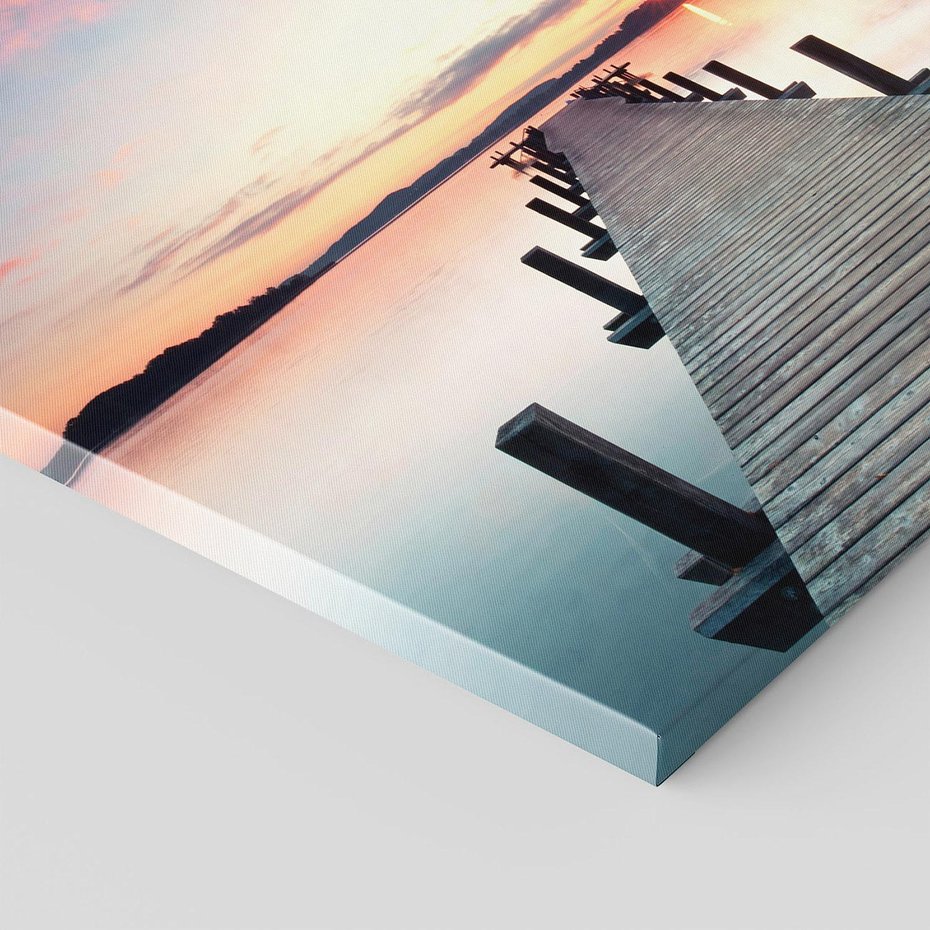 Obraz na płótnie 50x50 - Złote zachody słońca - jezioro, molo