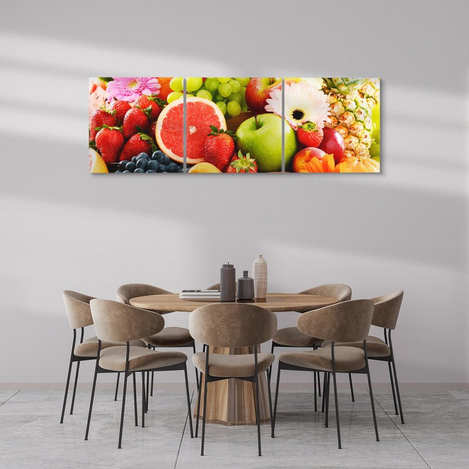 Obraz na płótnie 150x50 - Smakowite owocowe zbiory - owoce, winogrona